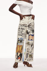 Cayley Baskılı Tie Dye Kot Pantolon